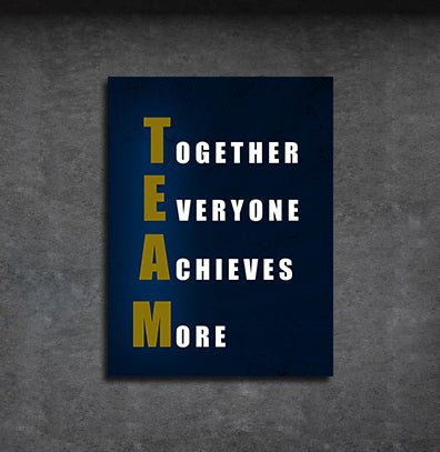 TEAM Together Everyone Achieves More Motivational Canvas Wall Art, Office Decor - Royal Crown Pro