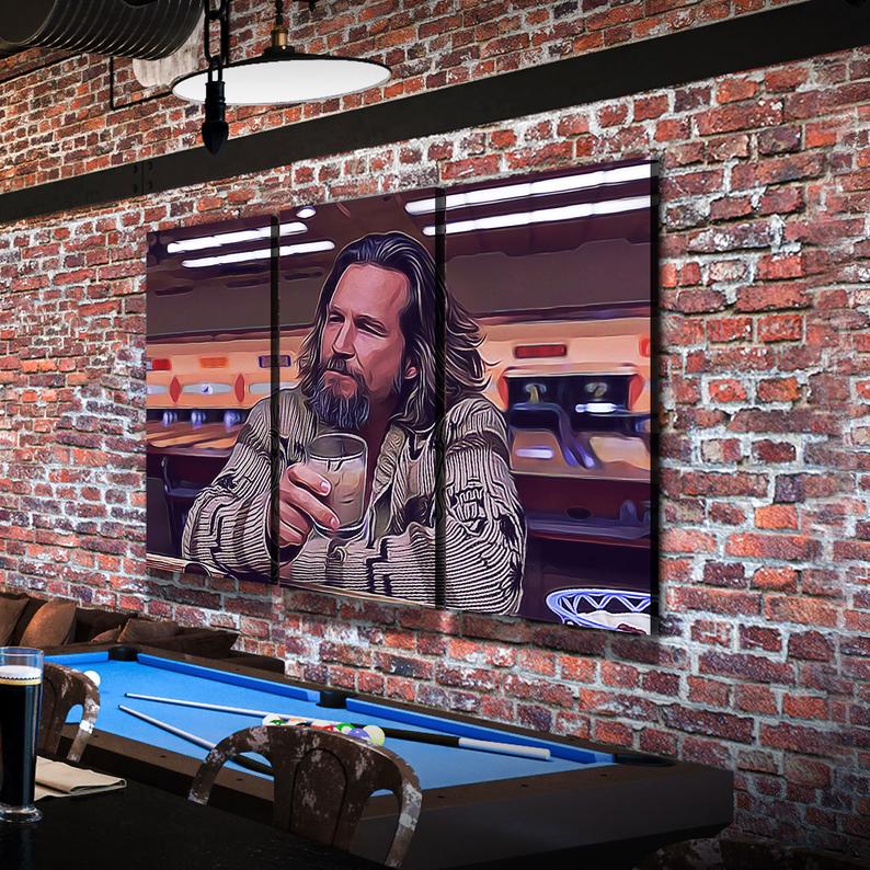 The Dude Canvas Wall Art, The Big Lebowski, The Dude Canvas Print 3 Piece Wall Art Set - Royal Crown Pro