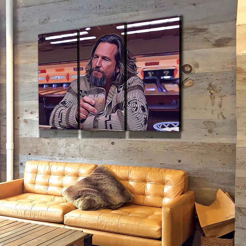 The Dude Canvas Wall Art, The Big Lebowski, The Dude Canvas Print 3 Piece Wall Art Set - Royal Crown Pro