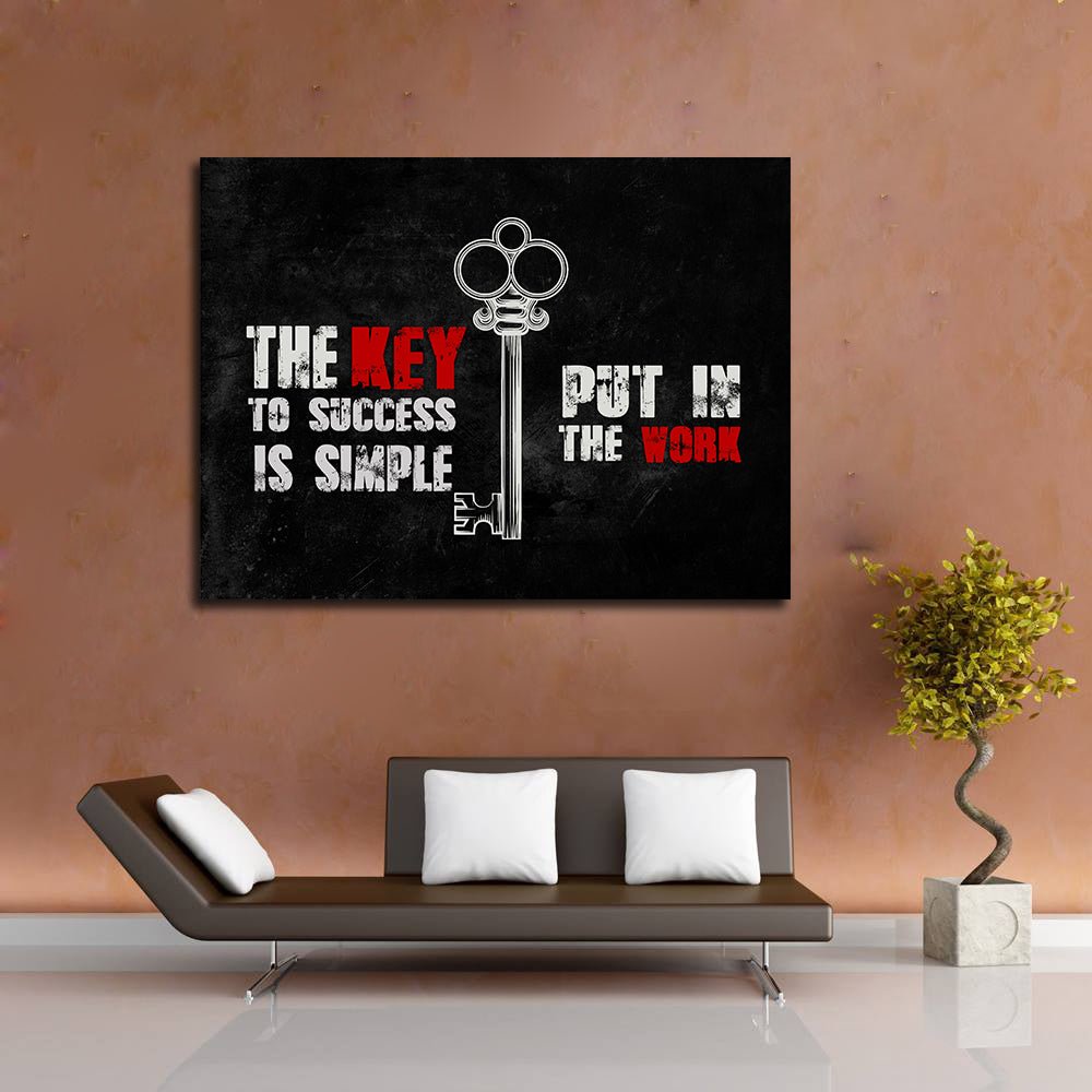The Key To Success Is Simple Put In The Work Framed Canvas Wall Art For Home Decor Office Decor - Royal Crown Pro