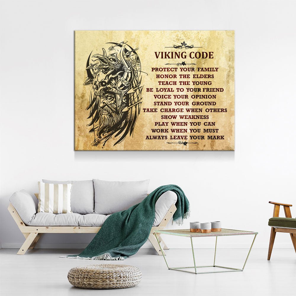 Viking Code Canvas Wall Art, Nordic Decor - Royal Crown Pro