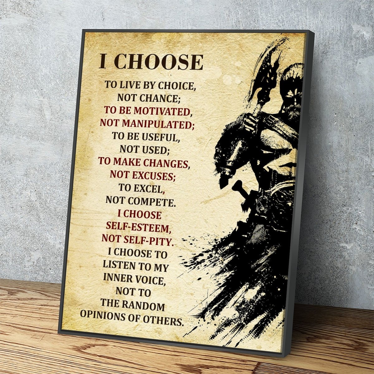 Viking Warrior Quote Canvas Wall Art, I Choose To Live By Choice - Royal Crown Pro