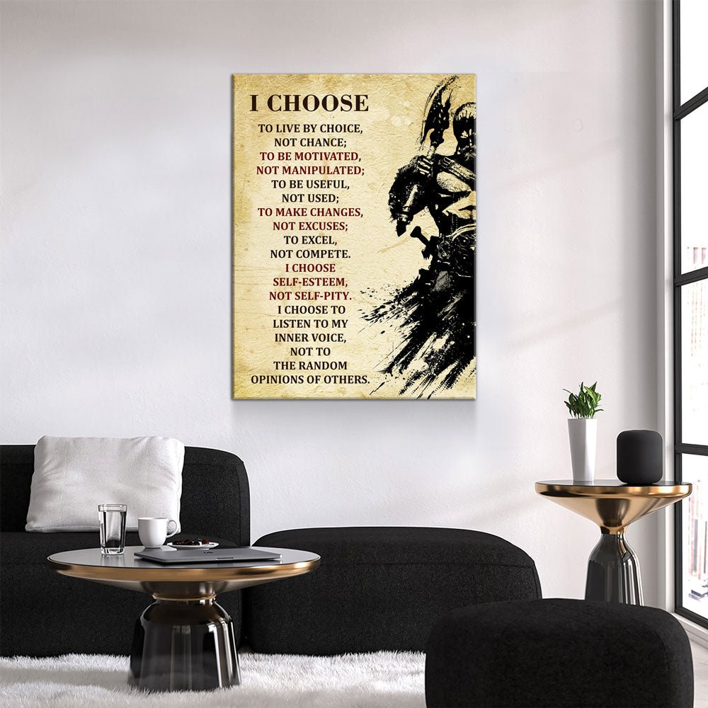 Viking Warrior Quote Canvas Wall Art, I Choose To Live By Choice - Royal Crown Pro