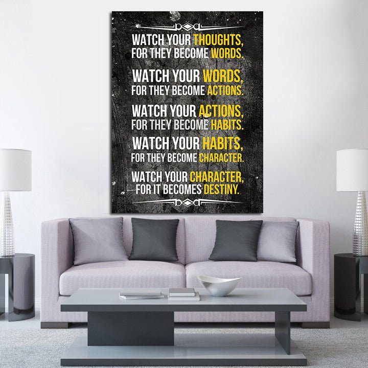 Watch Your Thoughts For They Become Words Motivational Canvas Wall Art - Royal Crown Pro