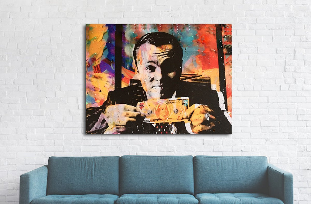 Wolf Of Wall Street Money Talks Abstract Canvas Wall Art Invincible - Royal Crown Pro