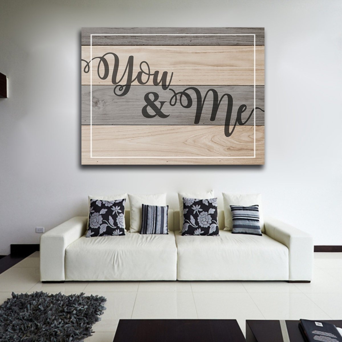You & Me Couples Canvas Wall Art Home Decor, Romantic Quote - Royal Crown Pro