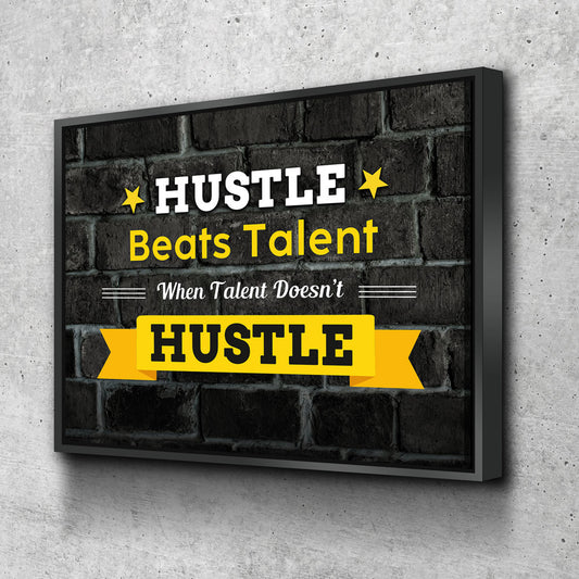 Hustle Beats Talent Canvas Wall Art Office Art Motivational - Royal Crown Pro