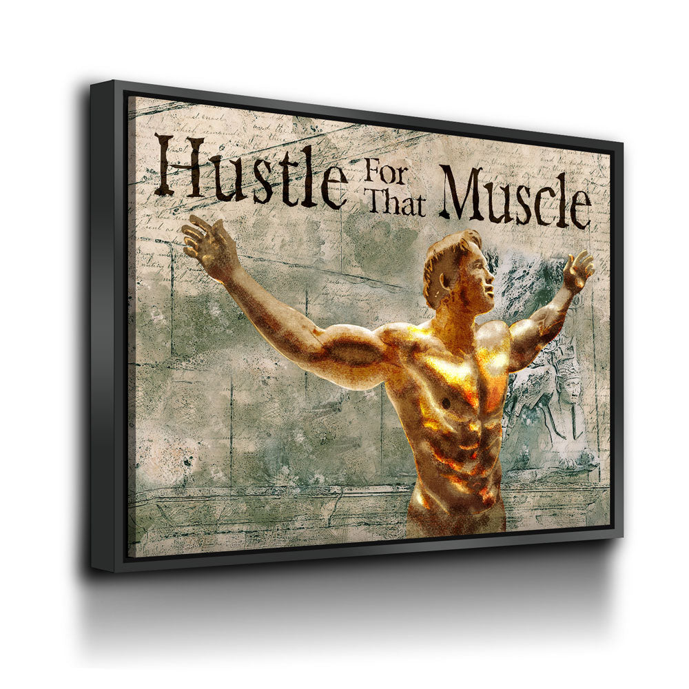 Hustle For That Muscle, Motivational Gym, Fitness, Wall Art Canvas, Gym, Gym Art, Arnold Expo, Arnold, Muscle, Home Gym, Fitness Center - Royal Crown Pro