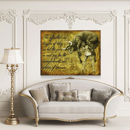 Milo Of Croton Olympian Greek Culture Canvas Wall Art, Milo The Olympic Wrestler Quote On Canvas - Royal Crown Pro