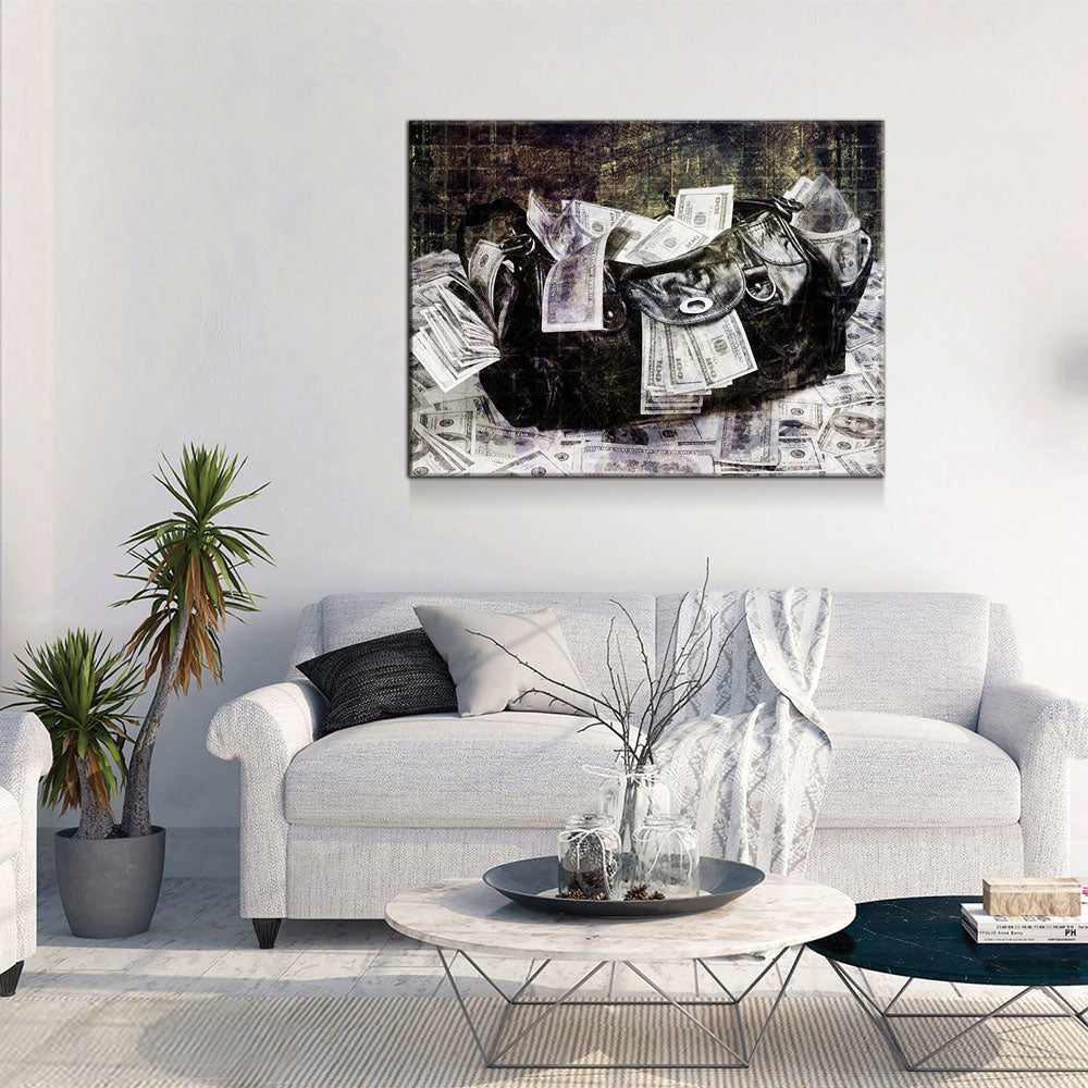 Secure The Money Bag Motivational Framed Canvas Wall Art Royal