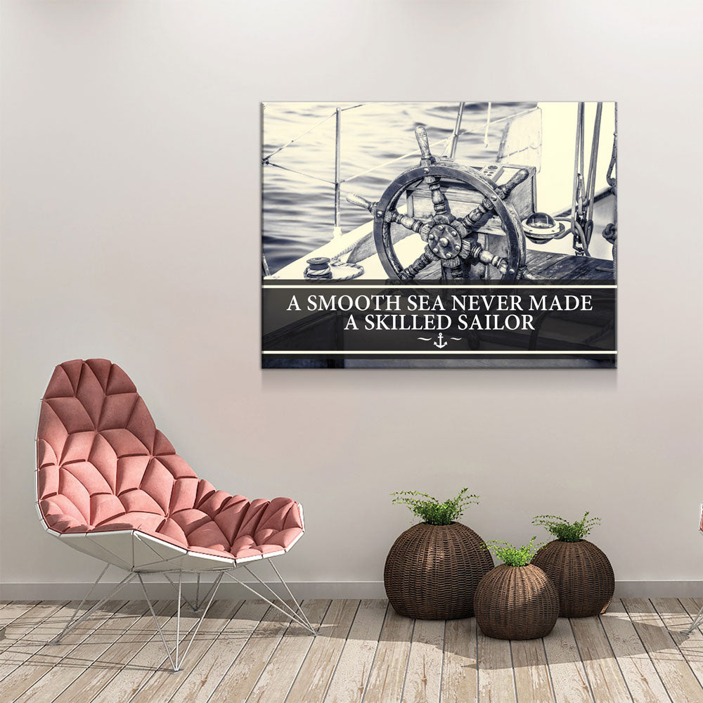 Smooth Sea Never Made A Skilled Sailor Framed Wall Art, Motivational Decor - Royal Crown Pro