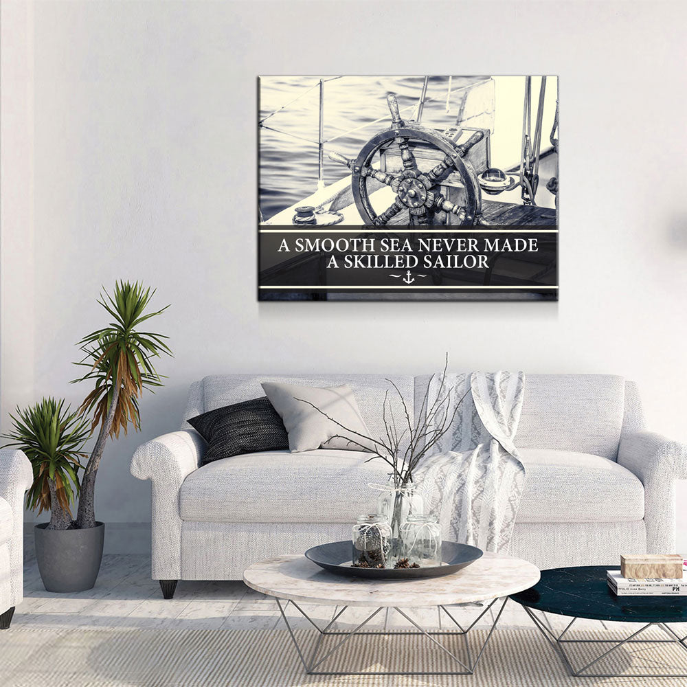 Smooth Sea Never Made A Skilled Sailor Framed Wall Art, Motivational Decor - Royal Crown Pro