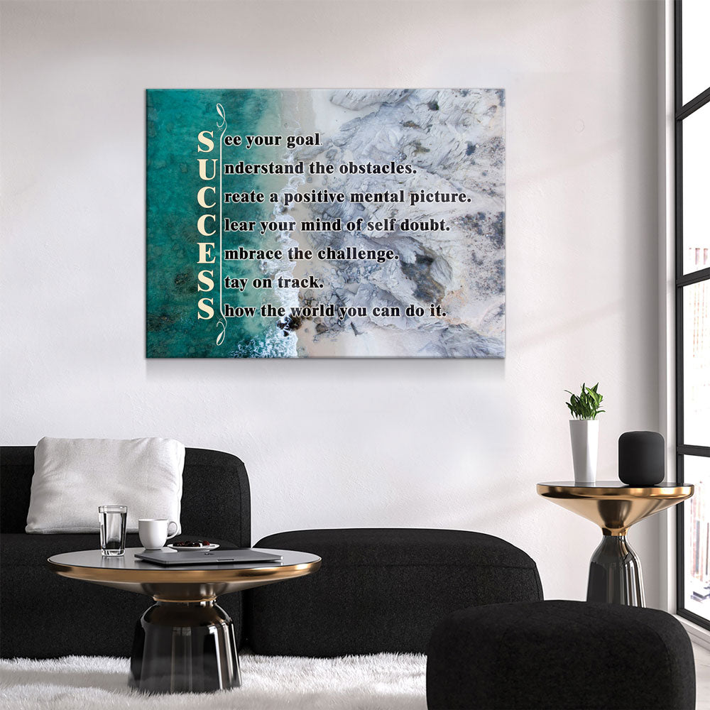 Success Canvas Wall Art, See Your Goal, Understand The Obstacles, Success Quotes, Motivational Wall Art - Royal Crown Pro