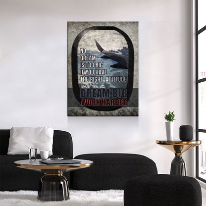 Dream Big Work Harder Canvas Wall Art, Motivational Decor, Motivational Quotes, Inspirational Art, Success Wall Art, Office Decor - Royal Crown Pro