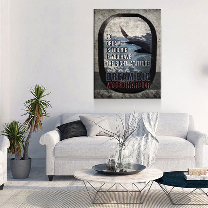 Dream Big Work Harder Canvas Wall Art, Motivational Decor, Motivational Quotes, Inspirational Art, Success Wall Art, Office Decor - Royal Crown Pro