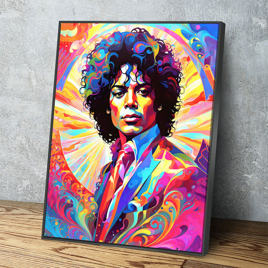 Abstract Michael Jackson Canvas Wall Art, Colorful Michael Jackson Print - Royal Crown Pro