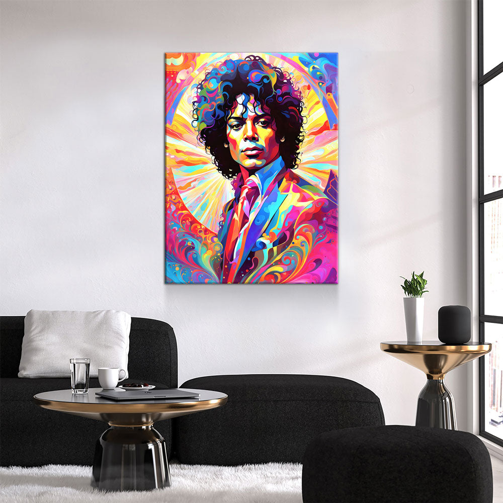 Abstract Michael Jackson Canvas Wall Art, Colorful Michael Jackson Print - Royal Crown Pro