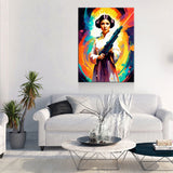 Abstract Princess Leia Canvas Wall Art, Colorful Princess Leia Print - Royal Crown Pro
