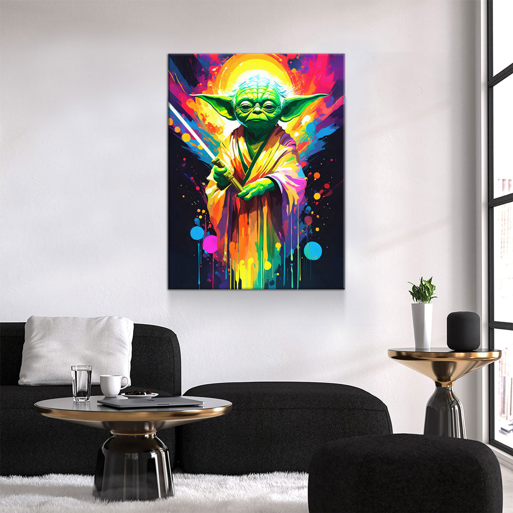 Yoda One Canvas Wall Art, Abstract Yoda - Royal Crown Pro