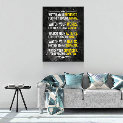 Watch Your Thoughts For They Become Words Motivational Canvas Wall Art - Royal Crown Pro