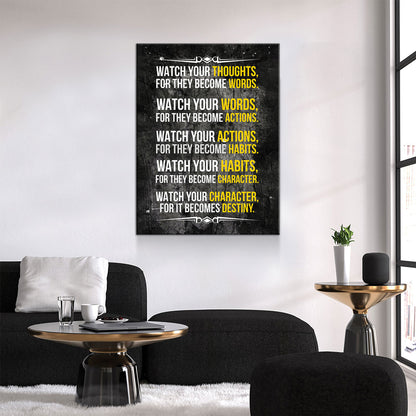 Watch Your Thoughts For They Become Words Motivational Canvas Wall Art - Royal Crown Pro