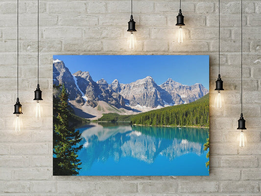 Lake Moraine Canvas Wall Art, Mountains, Lake, Landscape, Alberta Canada, Mountain Decor, Banff National Park - Royal Crown Pro