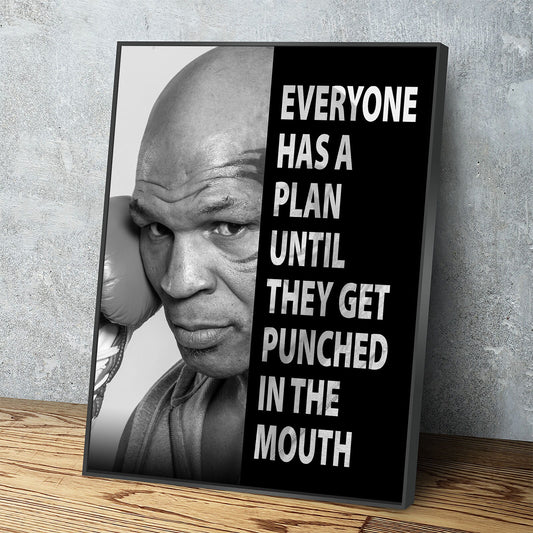 Everyone Has a Plan Until They Get Punched in the Mouth Canvas Wall Art, Mike Tyson Quote, Motivational Quote, Inspirational, Office Decor - Royal Crown Pro