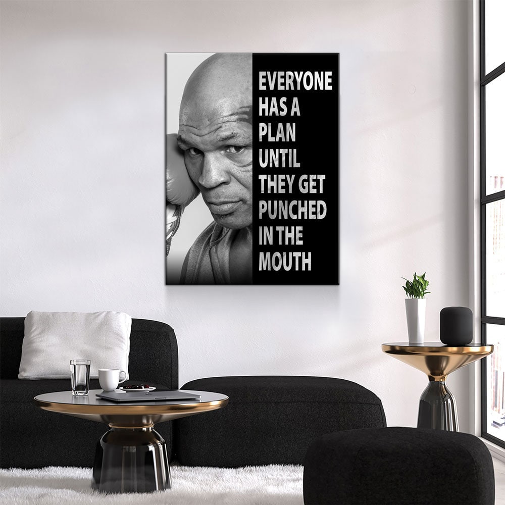 Everyone Has a Plan Until They Get Punched in the Mouth Canvas Wall Art, Mike Tyson Quote, Motivational Quote, Inspirational, Office Decor - Royal Crown Pro