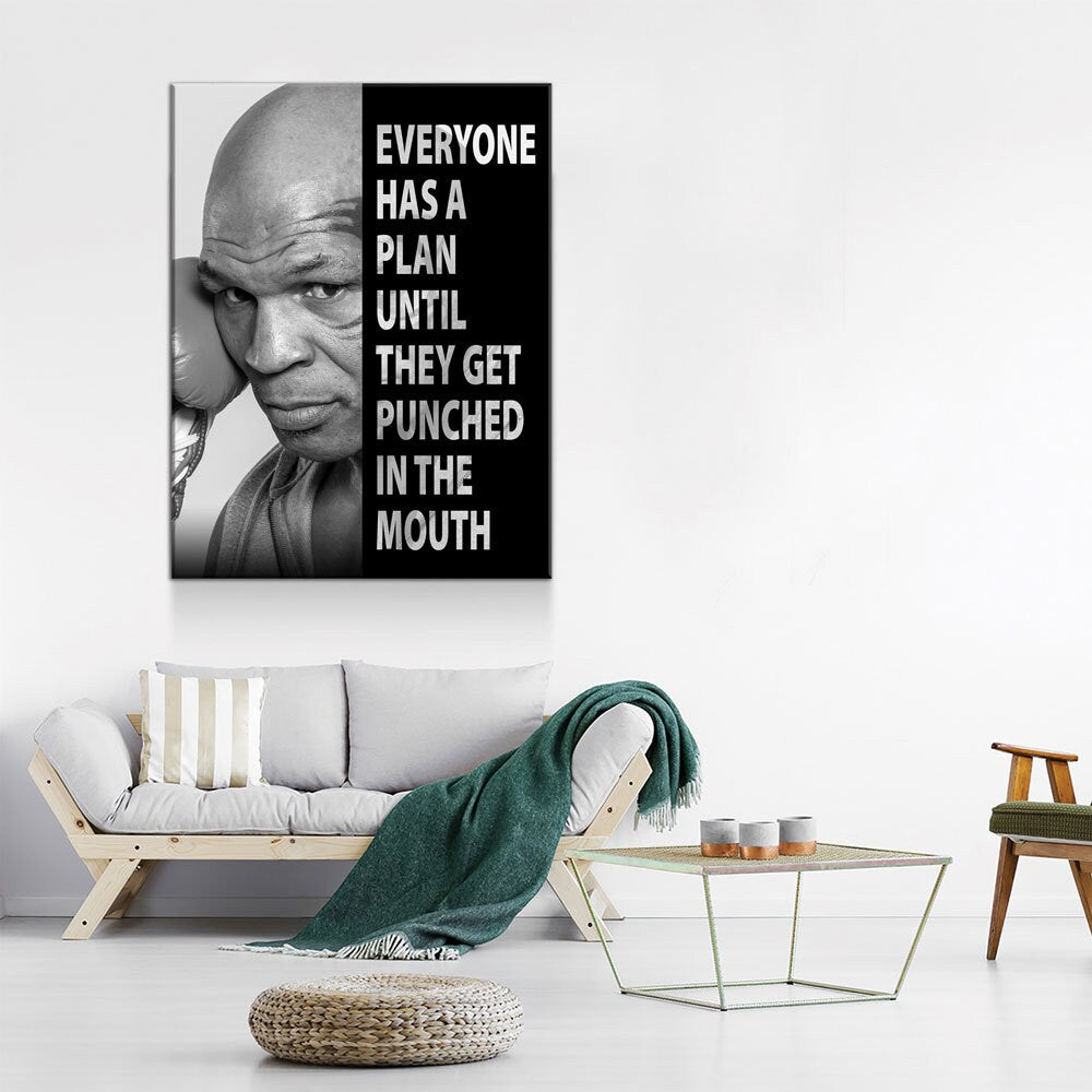 Everyone Has a Plan Until They Get Punched in the Mouth Canvas Wall Art, Mike Tyson Quote, Motivational Quote, Inspirational, Office Decor - Royal Crown Pro