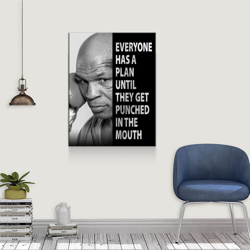 Everyone Has a Plan Until They Get Punched in the Mouth Canvas Wall Art, Mike Tyson Quote, Motivational Quote, Inspirational, Office Decor - Royal Crown Pro