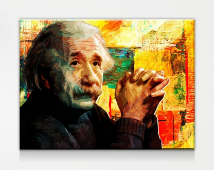 Abstract Albert Einstein Canvas Wall Art, Science Artwork, Abstract Einstein Wall Hanging - Royal Crown Pro