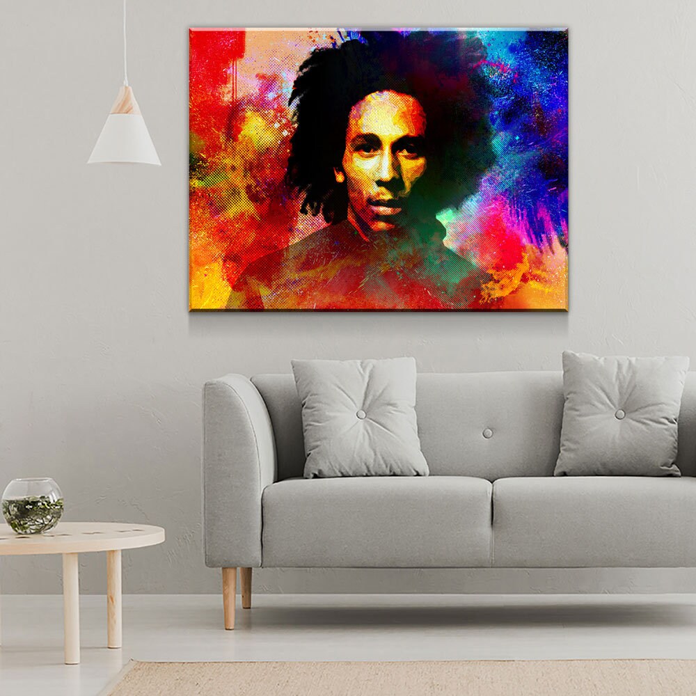 Bob Marley Abstract Canvas Wall Art - Royal Crown Pro