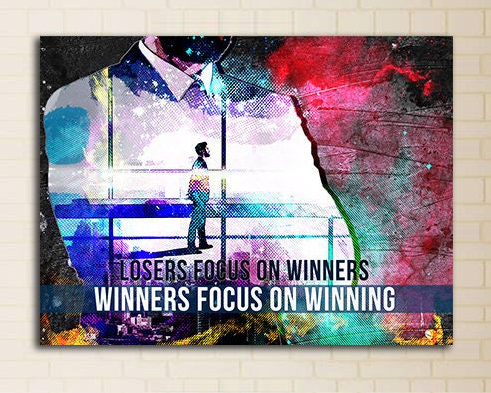 Losers Focus On Winners Winners Focus On Winning Motivational Canvas Wall Art, Office Decor, Motivational Art, Motivational Wall Decor - Royal Crown Pro