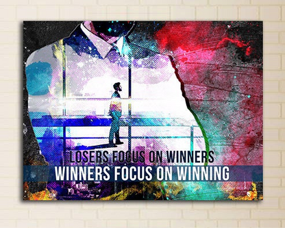 Losers Focus On Winners Winners Focus On Winning Motivational Canvas Wall Art, Office Decor, Motivational Art, Motivational Wall Decor - Royal Crown Pro