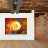 Bitcoin Fire Canvas Wall Art, Office Decor, Bitcoin, Crypto Currency, Block Chain, Decentralized Currency, Bitcoin Wall Art, Candlestick