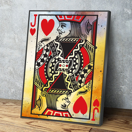 Jack Of Hearts Vintage Canvas Wall Art, Poker Room, Casino Room, Man Cave, Jack Of Hearts, Playing Card Art, Poker Cards - Royal Crown Pro