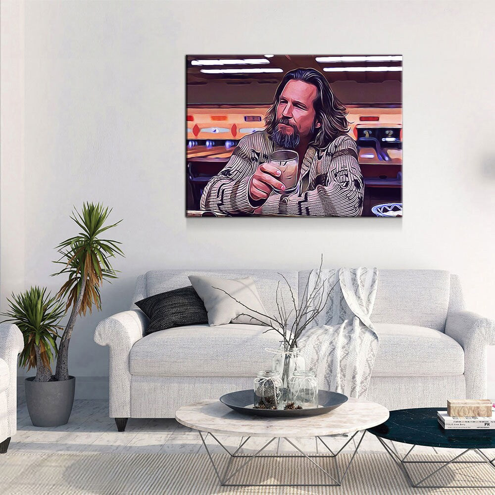 The Dude Canvas Wall Art, The Big Lebowski, The Dude Canvas Print, The Dude Lives On, Abstract Art, 1 Piece Wall Art Set - Royal Crown Pro