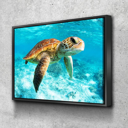 Underwater Sea Turtle Canvas Wall Art, Sea Turtle Canvas, Turtle Decor, Chelonioidea - Royal Crown Pro