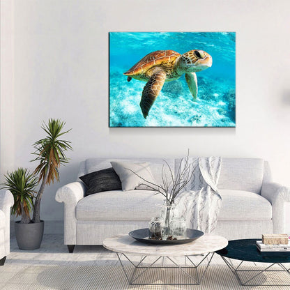 Underwater Sea Turtle Canvas Wall Art, Sea Turtle Canvas, Turtle Decor, Chelonioidea - Royal Crown Pro