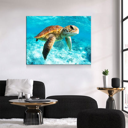 Underwater Sea Turtle Canvas Wall Art, Sea Turtle Canvas, Turtle Decor, Chelonioidea - Royal Crown Pro