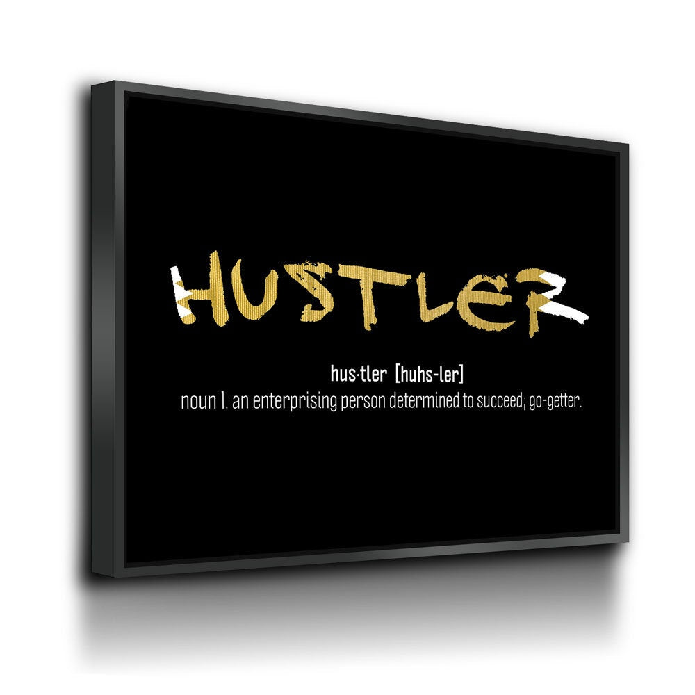 Hustler Definition Canvas Wall Art, Motivational Wall Decor, Hustler Art, Office Art, Success Quotes, Hustle - Royal Crown Pro