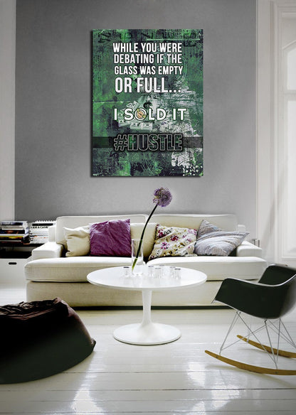 Glass Was Empty Or Full I Sold It Canvas Wall Art, Home Decor, Office Decor, Motivational Wall Decor, Success Quotes - Royal Crown Pro