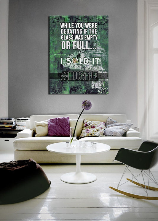 Glass Was Empty Or Full I Sold It Canvas Wall Art, Home Decor, Office Decor, Motivational Wall Decor, Success Quotes - Royal Crown Pro