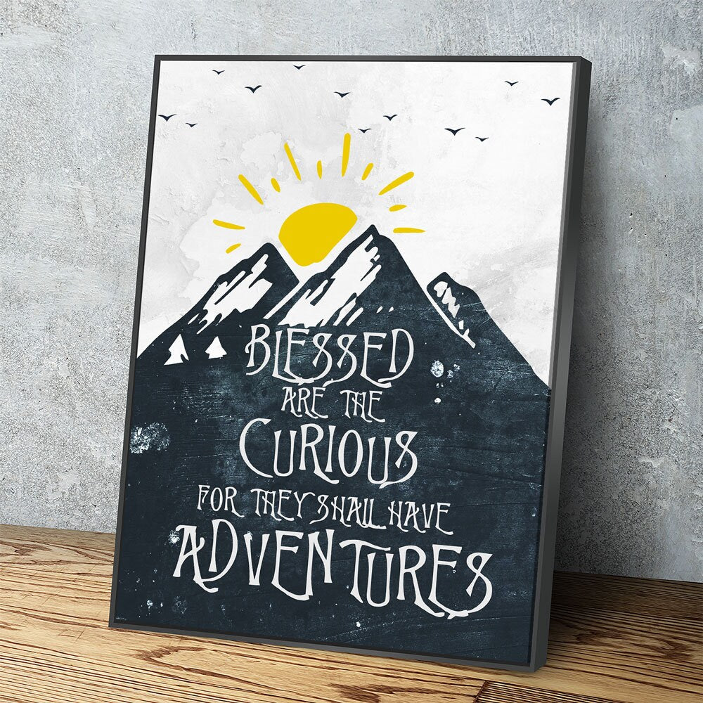 Blessed Are The Curious For They Shall Have Adventures Canvas Wall Art, Adventure, Home Decor, Hiking, Camping, Wildlife Decor - Royal Crown Pro