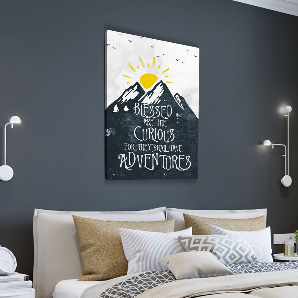 Blessed Are The Curious For They Shall Have Adventures Canvas Wall Art, Adventure, Home Decor, Hiking, Camping, Wildlife Decor - Royal Crown Pro