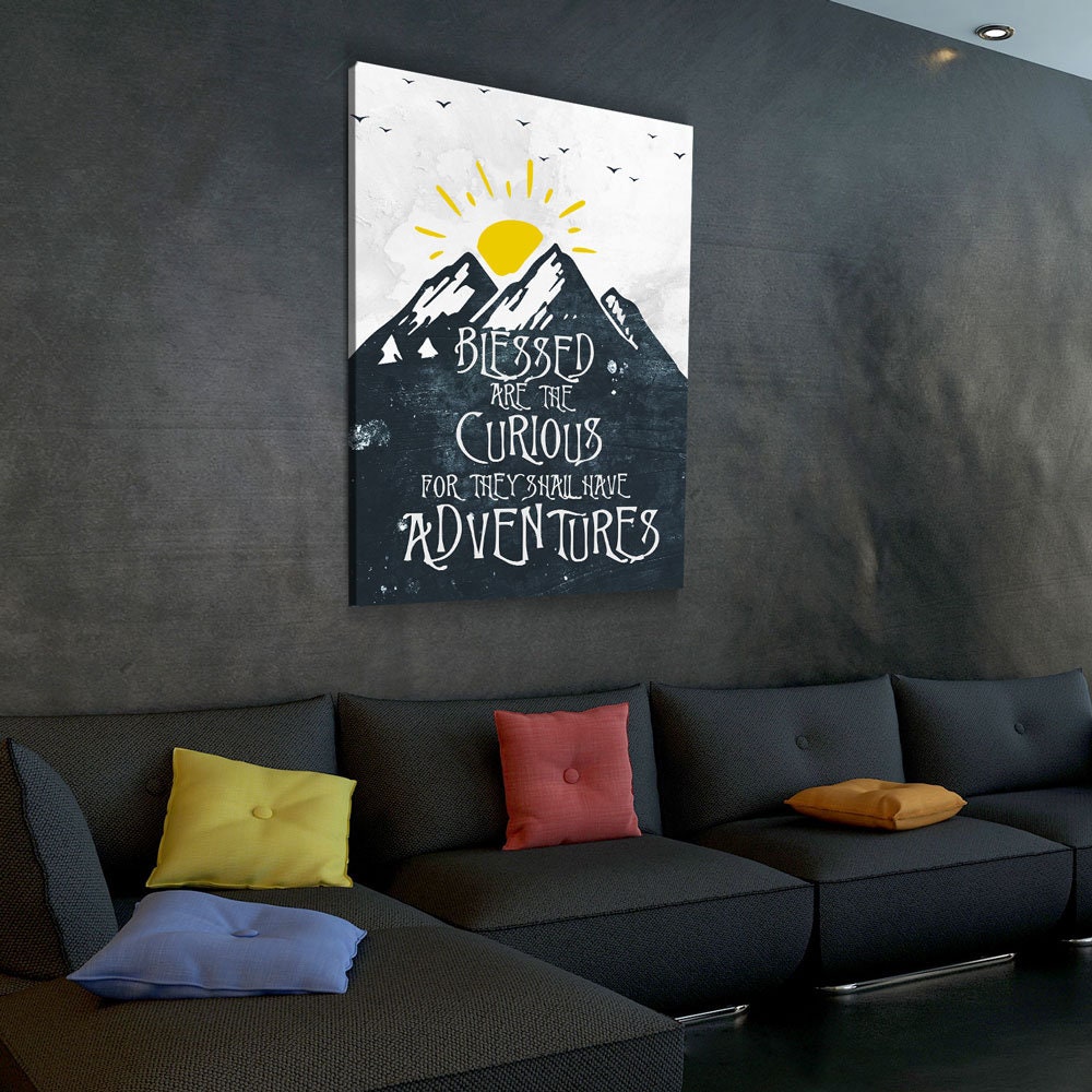 Blessed Are The Curious For They Shall Have Adventures Canvas Wall Art, Adventure, Home Decor, Hiking, Camping, Wildlife Decor - Royal Crown Pro