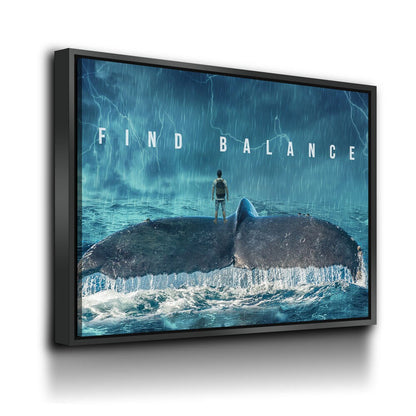 Find Balance Canvas Wall Art, Motivational Decor, Whale Tail In The Ocean - Royal Crown Pro