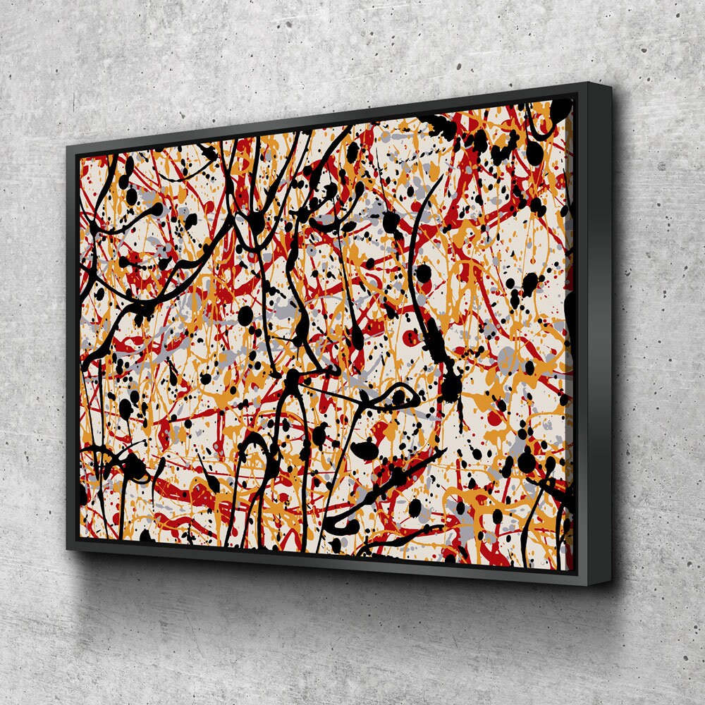 Abstract Paint Drip Canvas Wall Art, Jackson Pollock Style Art, Abstract Decor, Abstract Expressionism, Black Red Art