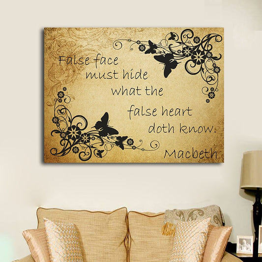 Shakespeare Macbeth False Face Must Hide What The False Heart Doth Know, Wall Art, Home Decor, Shakespeare Art, Shakespeare Gift - Royal Crown Pro