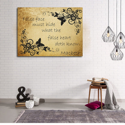 Shakespeare Macbeth False Face Must Hide What The False Heart Doth Know, Wall Art, Home Decor, Shakespeare Art, Shakespeare Gift - Royal Crown Pro